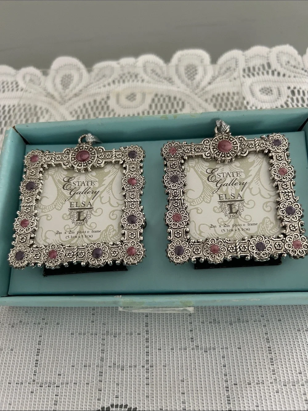 Elsa Silver Decorative  2x22 in Photo frames/Set with Pink Accents